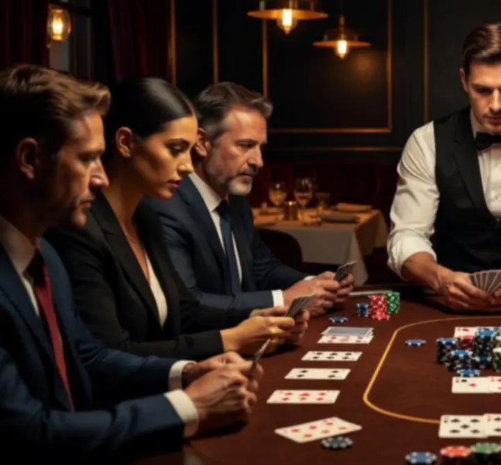 Pokeravond met spelers aan tafel bij AIR COMFORT INSTALLERS