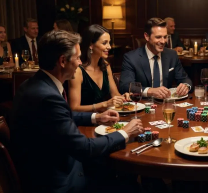 Sfeervolle pokeravond bij AIR COMFORT INSTALLERS met luxe kaarten en chips.